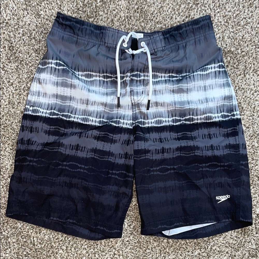 Speedo Men's Gradient Black and White Board Shorts